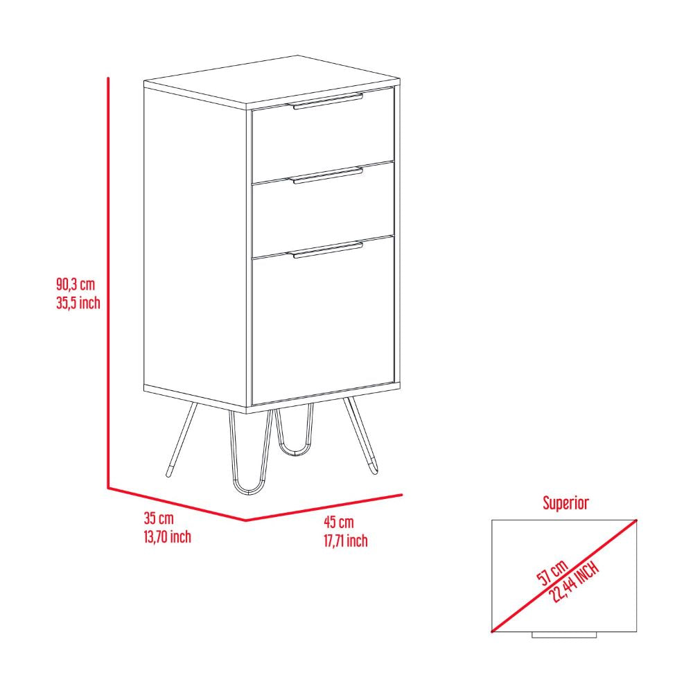 Light Dresser Skyoner, Hairpin Legs, Superior Top,Three Drawers, Light - Horizon Bliss