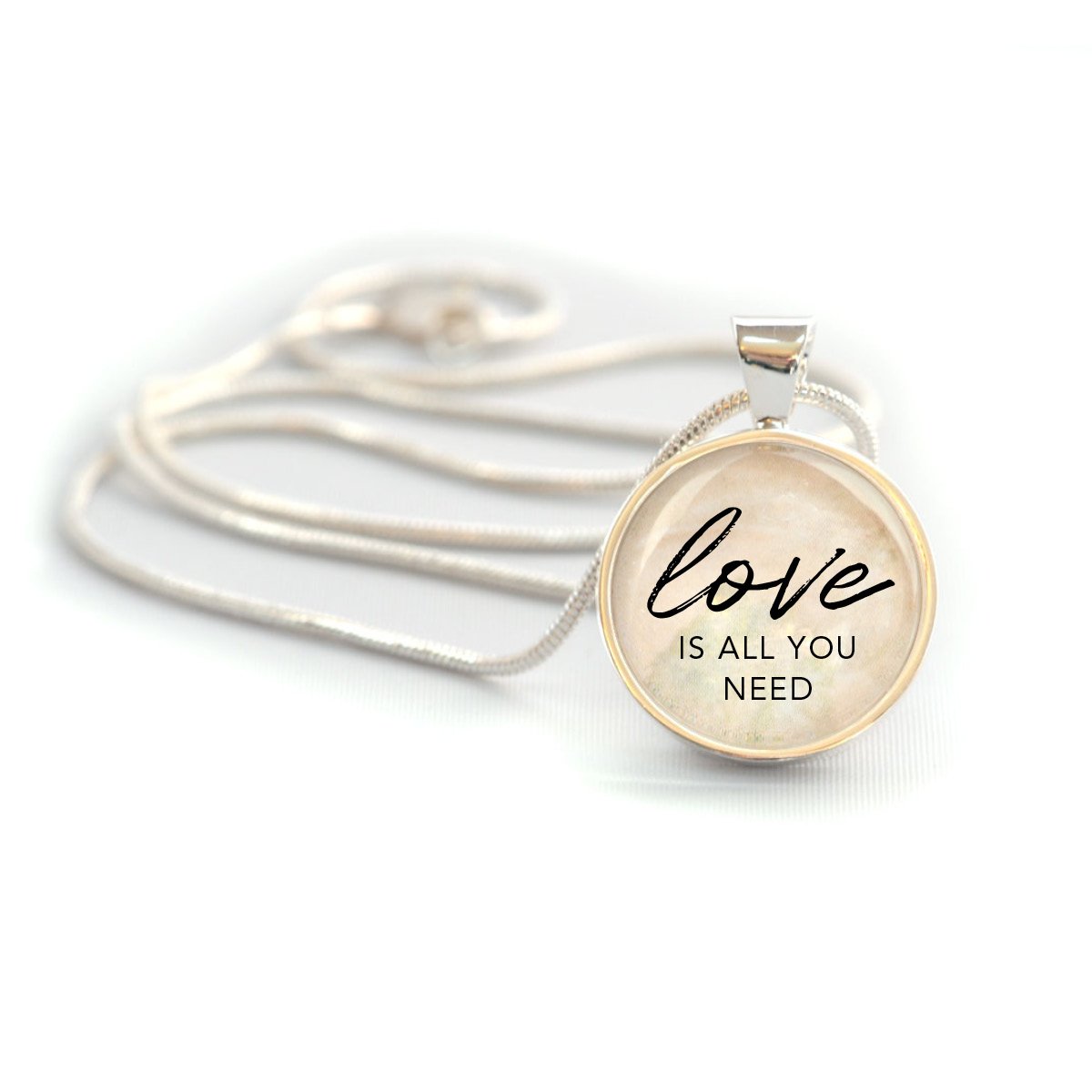 "Love Is All You Need" Silver-Plated Pendant Necklace (20mm) - Horizon Bliss