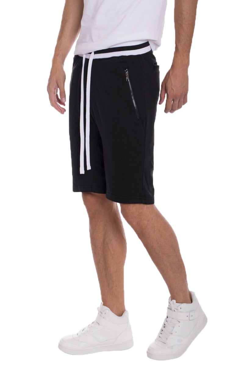 BRANDON FRENCH TERRY SHORTS- BLACK/WHITE - Horizon Bliss