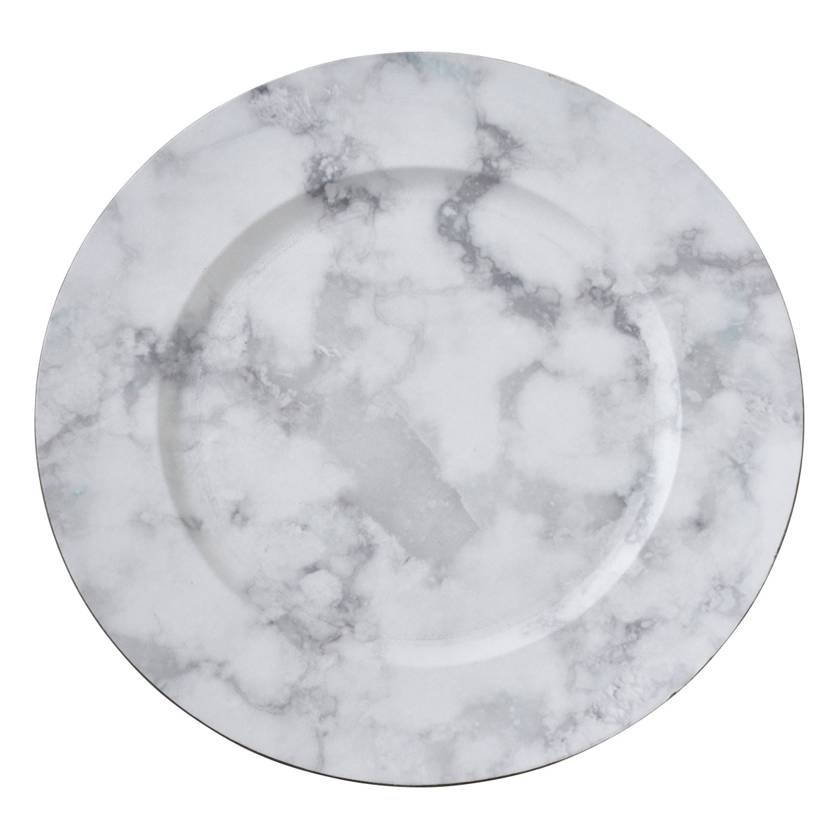 SARO CH018.GY14R 14 in. Round Marble Design Table Chargers - Grey  Set