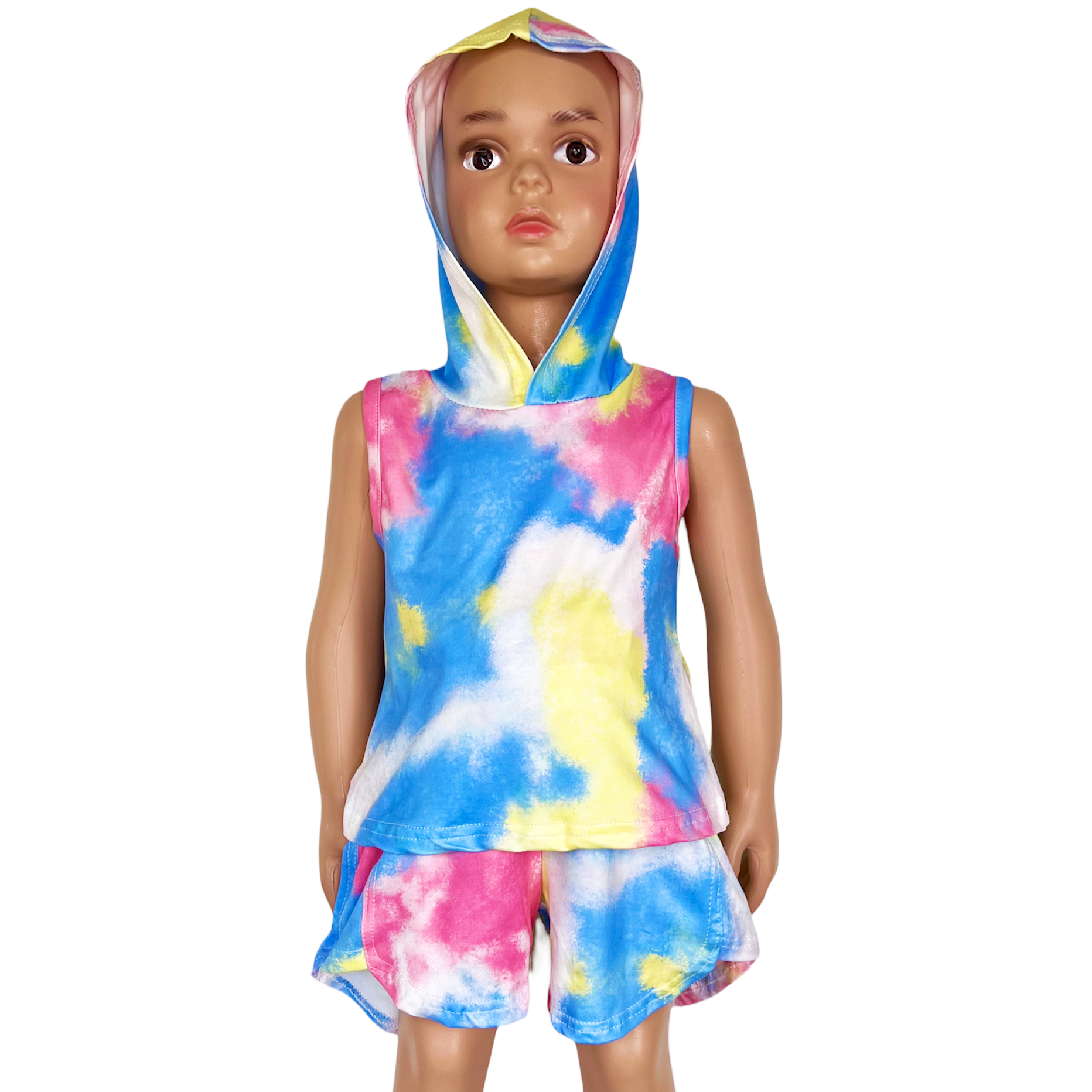 AL Limited Little & Big Girls Pastel Tie Dye Hoodie Top Shorts Camp - Horizon Bliss