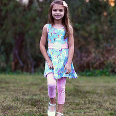 AnnLoren Girls Unicorns Rainbow Dress & Pink Swirl Leggings Outfit - Horizon Bliss