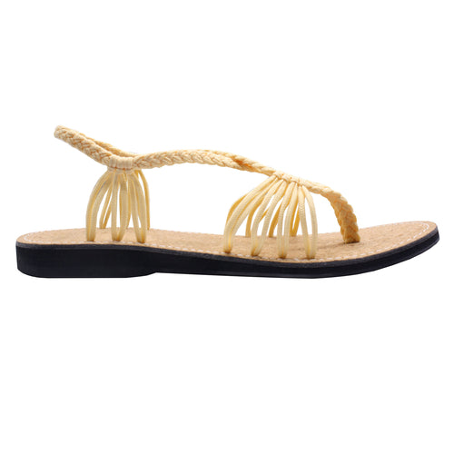 Markerandhands Handwoven Rope Flat Sandals For Women Airy Cream Cork - Horizon Bliss