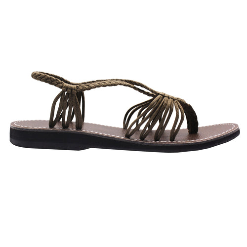 Markerandhands Handwoven Rope Flat Sandals For Women Airy Taupe size 5 - Horizon Bliss