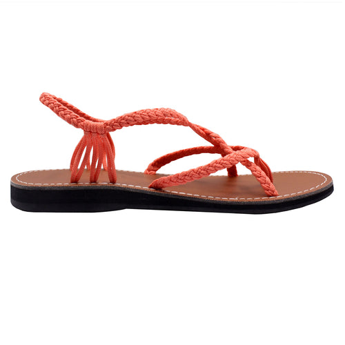 Markerandhands Handwoven Rope Flat Sandals For Women Spring Salmon - Horizon Bliss