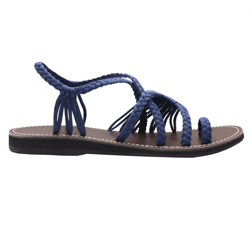 Markerandhands Handwoven Rope Flat Sandals For Women Tour Sapphire - Horizon Bliss