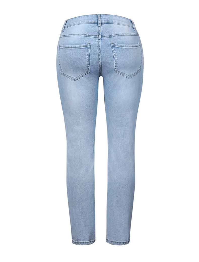 Blue Hight Waist Casual Ripped Stretchy Skinny Pant Jeans - Horizon Bliss