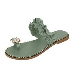 Pineapple Pearl Beach Slides Flat Toe Casual Womens Slippers - Horizon Bliss