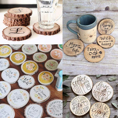 Natural Pine Round Wood Circles with Tree Bark Coasters