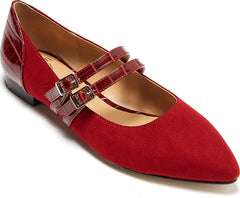 Womens Sahara Red Flat Shoes (size 6.5) - Horizon Bliss