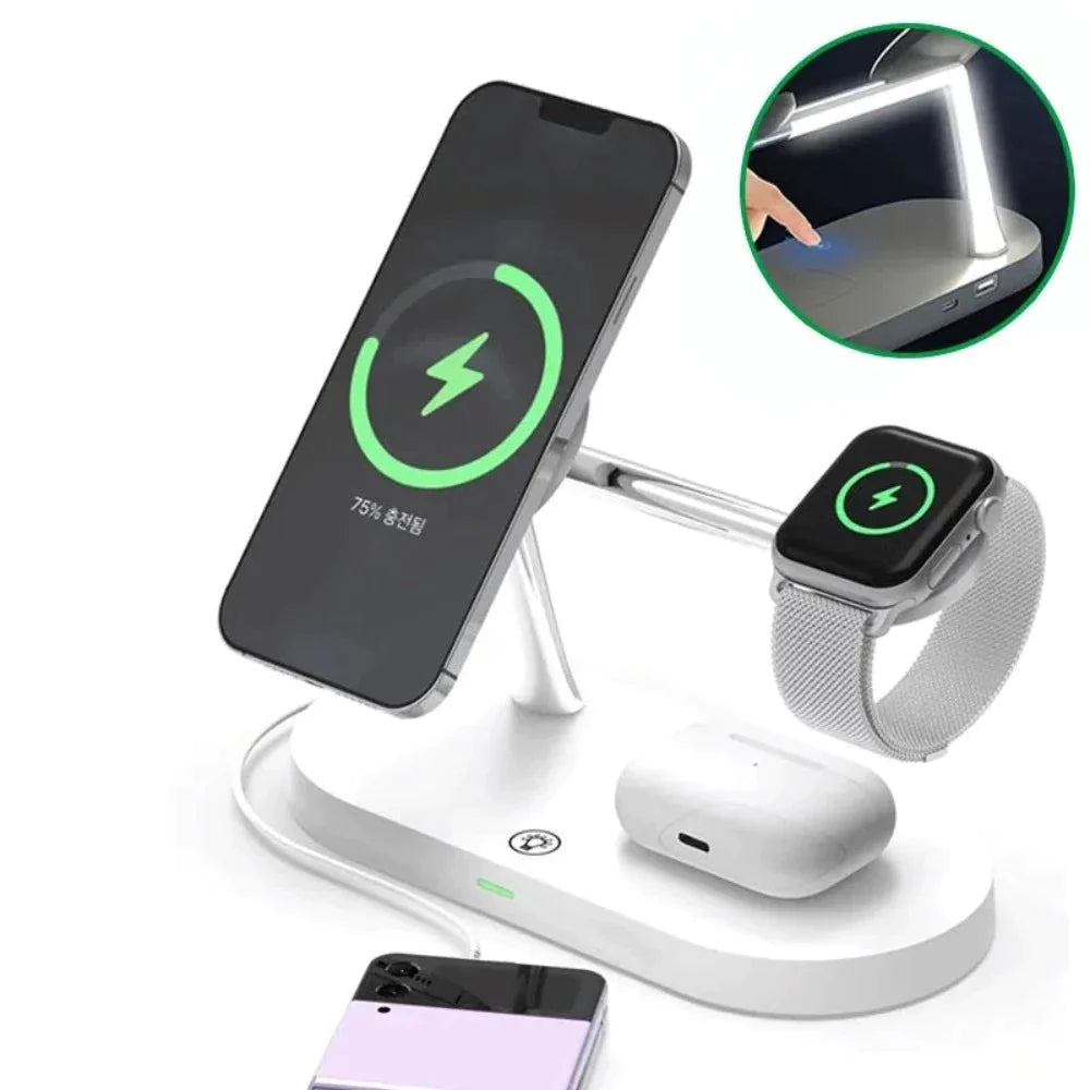 Desktop Magnetic Wireless Charging Station with Built in Lights - Horizon Bliss