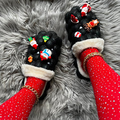 Furry House Slides for Chirstmas Funny DIY Bubble Slippers