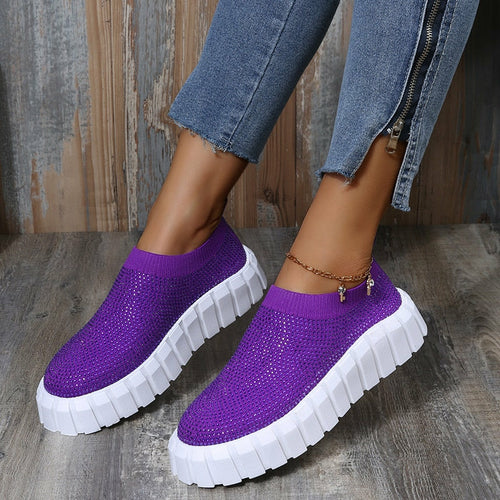 2022 Bling Bling Female Mesh Platform Vulcanized Shoes - Horizon Bliss