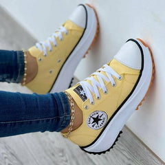 Flat Lace-Up Sneakers Pattern Canvas Shoes Casual  Sport Shoes - Horizon Bliss