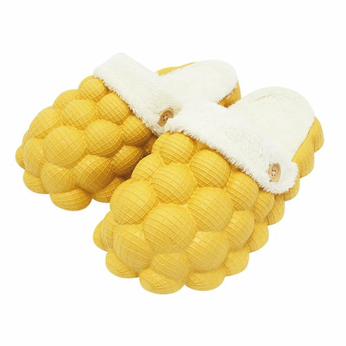 Non-slip Warm Cotton Bubble Home Slides Yellow/Pink/Black/Blue/Beige - Horizon Bliss