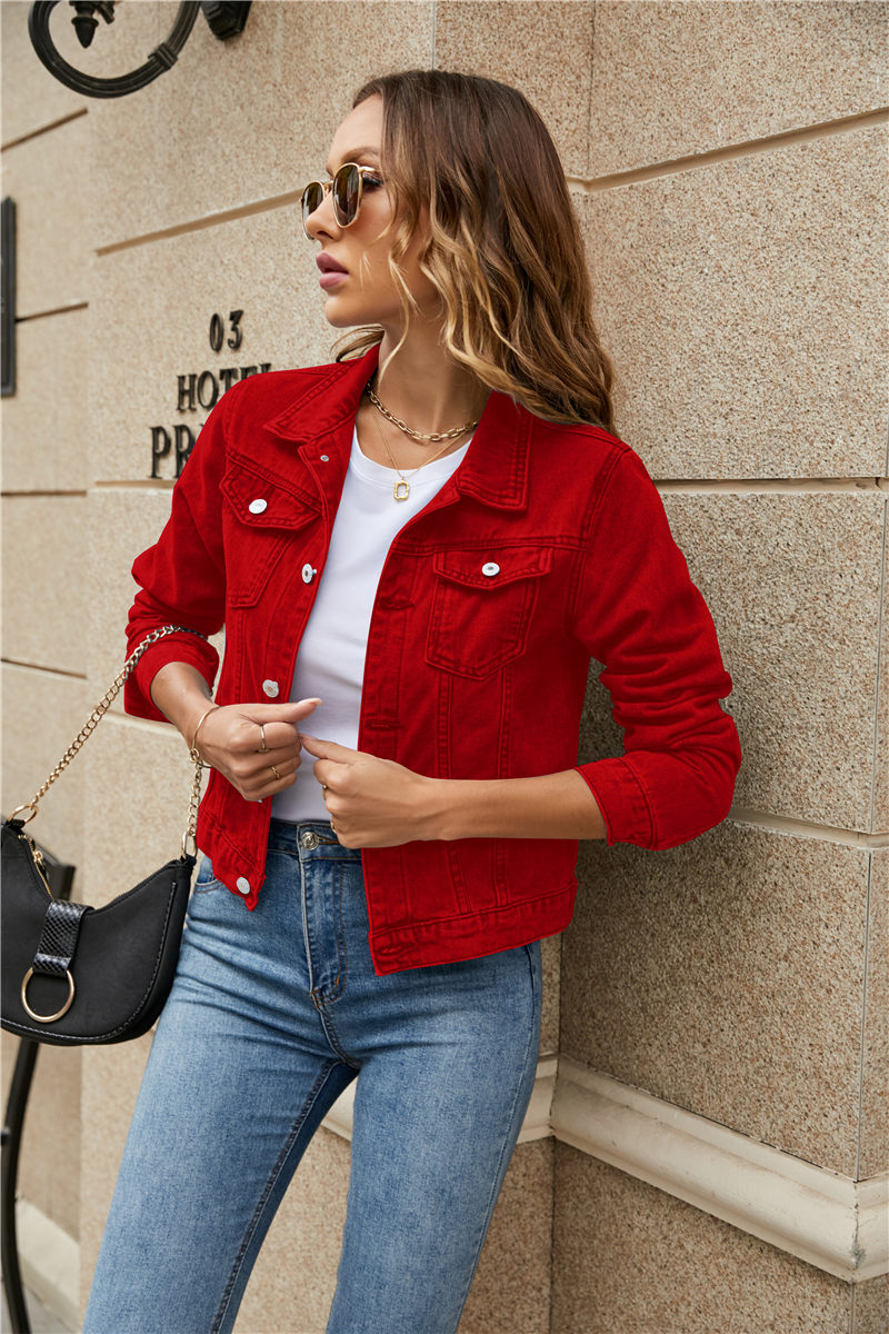 Women's Denim Jackets Fashion Female Casual Long Sleeve Lapel Solid - Horizon Bliss