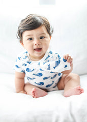 Smart Short Sleeve Bodysuit + Bib - Blue Whale