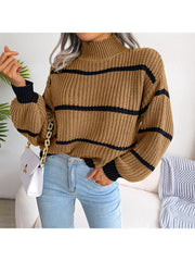 Vintage Striped Sweater  Long Sleeve Casual Knitted Pullover Jumper - Horizon Bliss