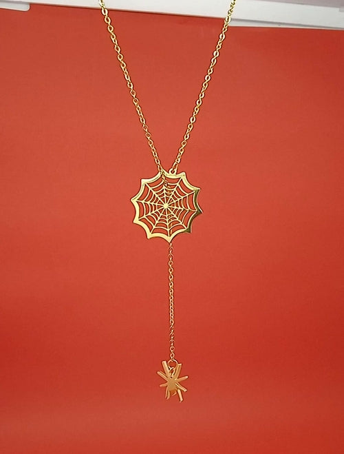 18k Gold Spider Necklace | Spider Charm Pendant | Halloween Necklace - Horizon Bliss