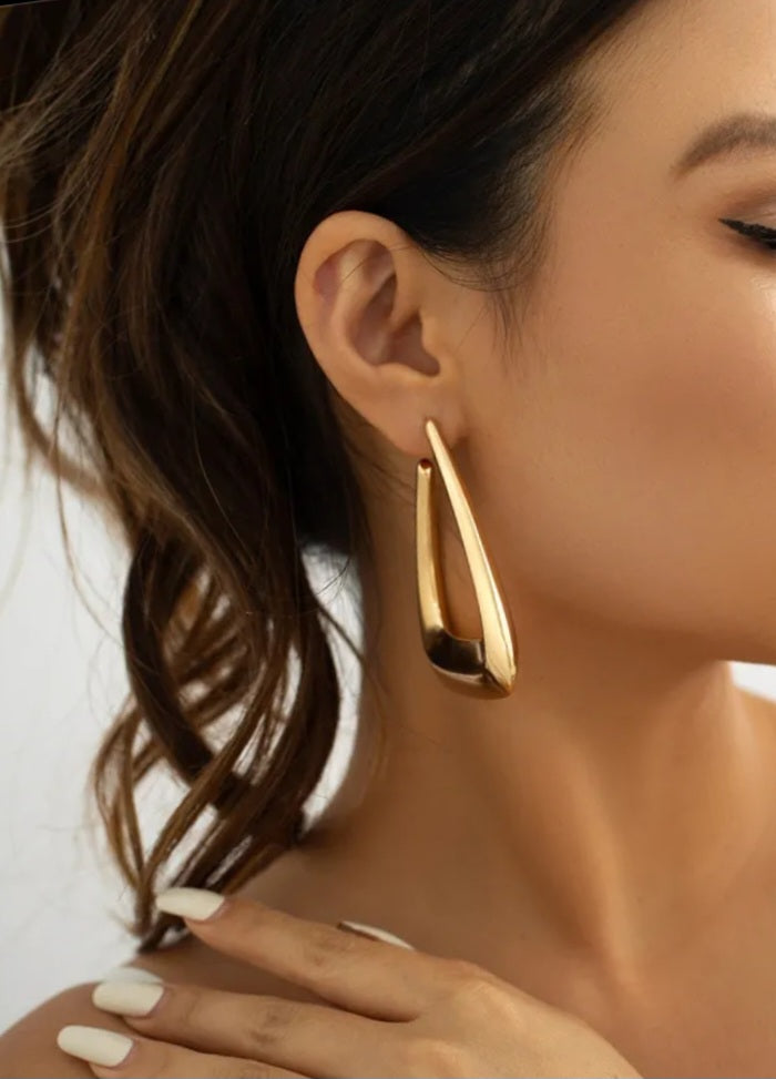 Triangular Gold Earrings - Horizon Bliss