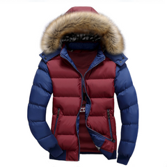 Mens Two Tone Puffer Jacket with Removable Hood - Horizon Bliss