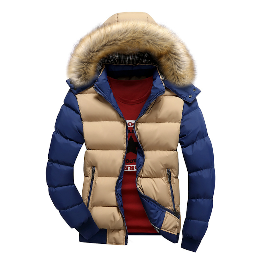 Mens Two Tone Puffer Jacket with Removable Hood - Horizon Bliss