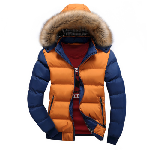 Mens Two Tone Puffer Jacket with Removable Hood - Horizon Bliss