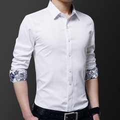 Mens Button Down Shirt with Oriental Inner Details - Horizon Bliss