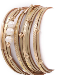 Faux leather pearl layered bracelet - Horizon Bliss