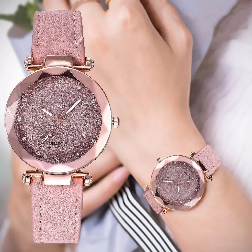 Women Fashion Casual Leather Belt Watches - Horizon Bliss