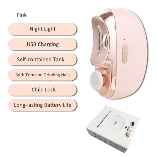 2 IN 1 Electric Nail Clipper Cutter With LED Light Automatic Nail - Horizon Bliss