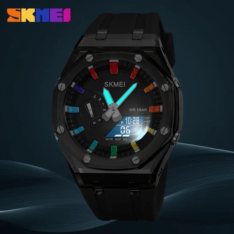 SKMEI Waterproof Men Watch Countdown Stopwatch Led Light Electronic - Horizon Bliss