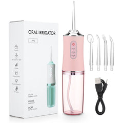 Oral Irrigator Portable Dental Water Flosser USB Rechargeable Water Jet Floss Tooth Pick 4 Jet Tip 220ml 3 Modes IPX7 1400rpm - Horizon Bliss