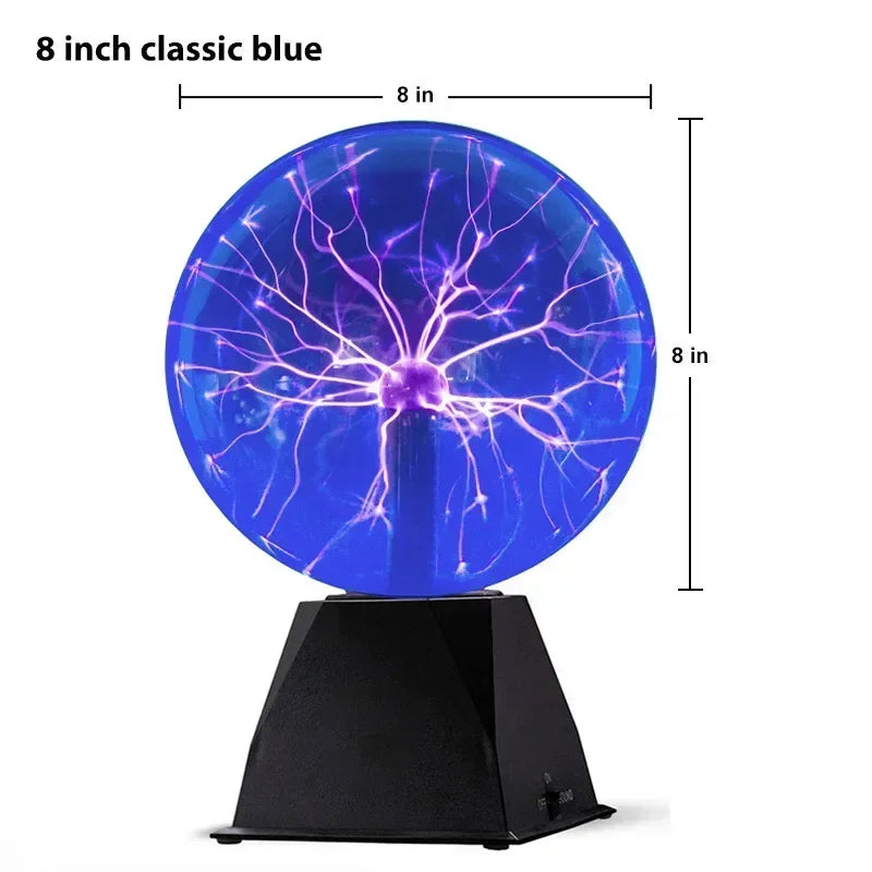 8 Inch Sound Control Magic Plasma Ball Lamp LED Night Light Atmosphere Touch Glass Plasma Light Christmas Party Decor Lighting - Horizon Bliss