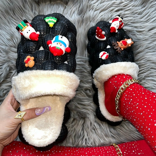 Furry House Slides for Chirstmas Funny DIY Bubble Slippers