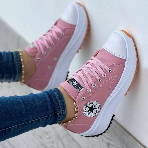 Flat Lace-Up Sneakers Pattern Canvas Shoes Casual  Sport Shoes - Horizon Bliss