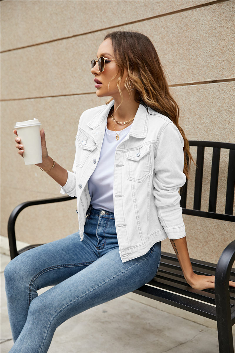 Women's Denim Jackets Fashion Female Casual Long Sleeve Lapel Solid - Horizon Bliss