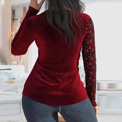 Sexy V Neck Halter Women Tops Pullover Elegant Long Sleeve Slim - Horizon Bliss