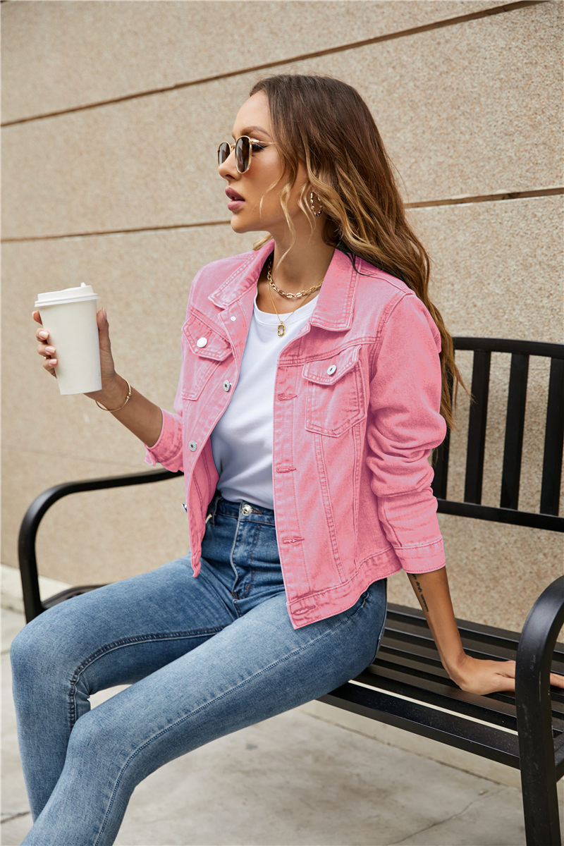 Women's Denim Jackets Fashion Female Casual Long Sleeve Lapel Solid - Horizon Bliss