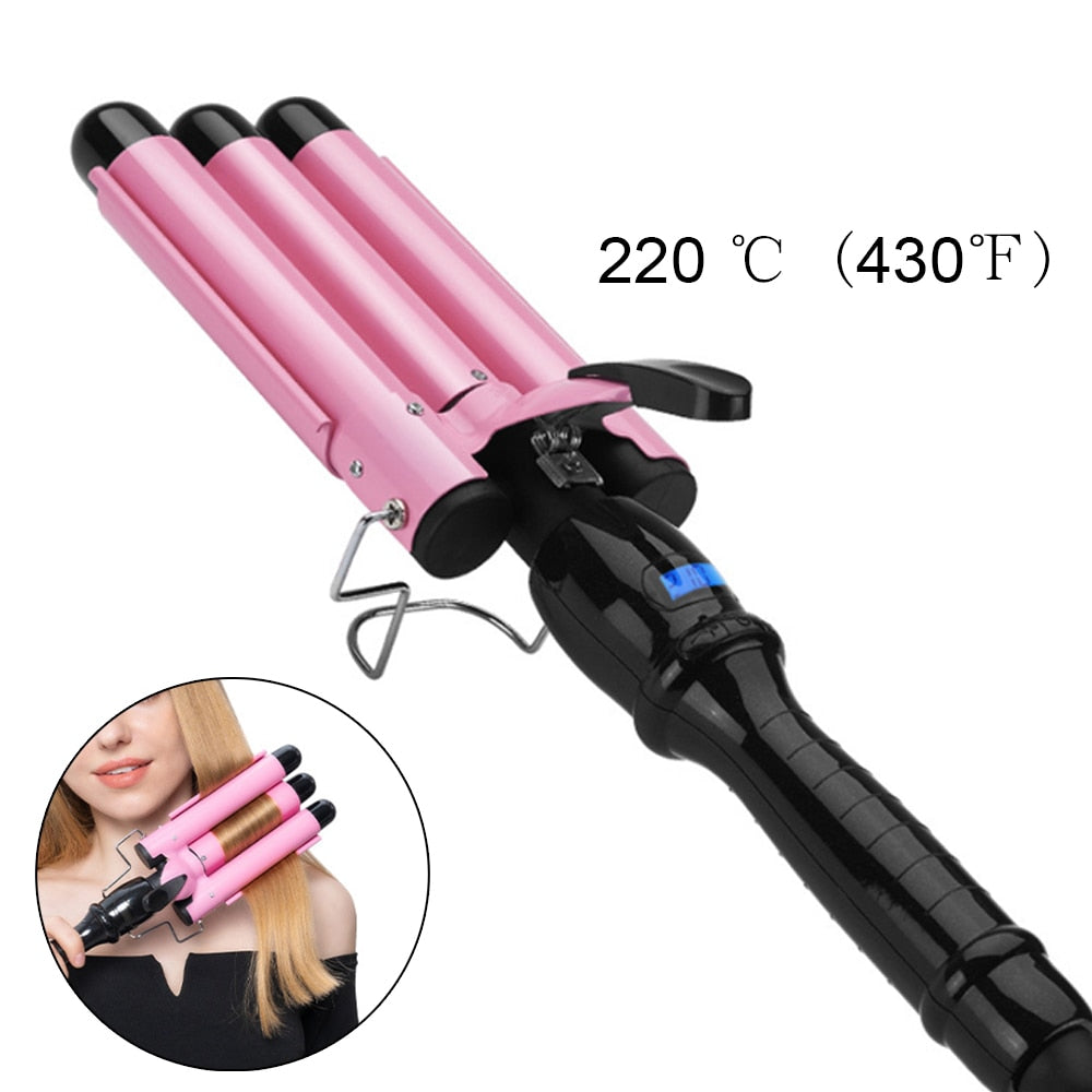 Hair Curler Triple Barrel Waver 25mm Curling Iron 220℃ Fast Heating - Horizon Bliss