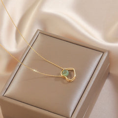 Golden heart theme jade necklace - Horizon Bliss