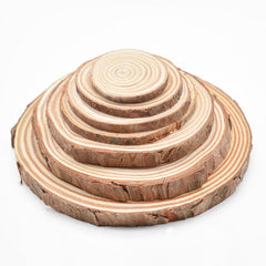 Natural Pine Round Wood Circles with Tree Bark Coasters