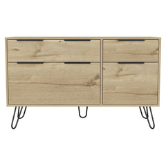 Double Dresser Skyoner, Superior Top, Hairpin Legs, Four Drawers, - Horizon Bliss