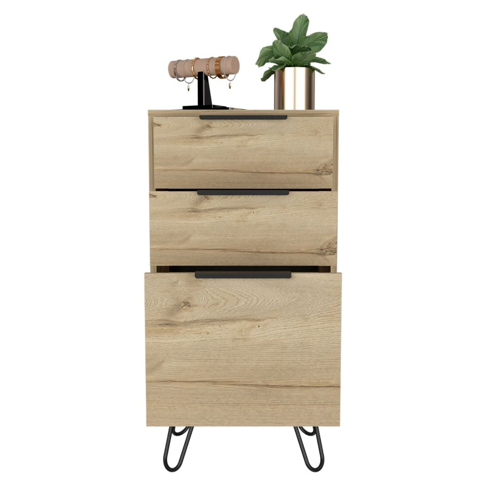 Light Dresser Skyoner, Hairpin Legs, Superior Top,Three Drawers, Light - Horizon Bliss