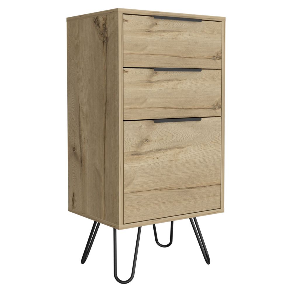 Light Dresser Skyoner, Hairpin Legs, Superior Top,Three Drawers, Light - Horizon Bliss