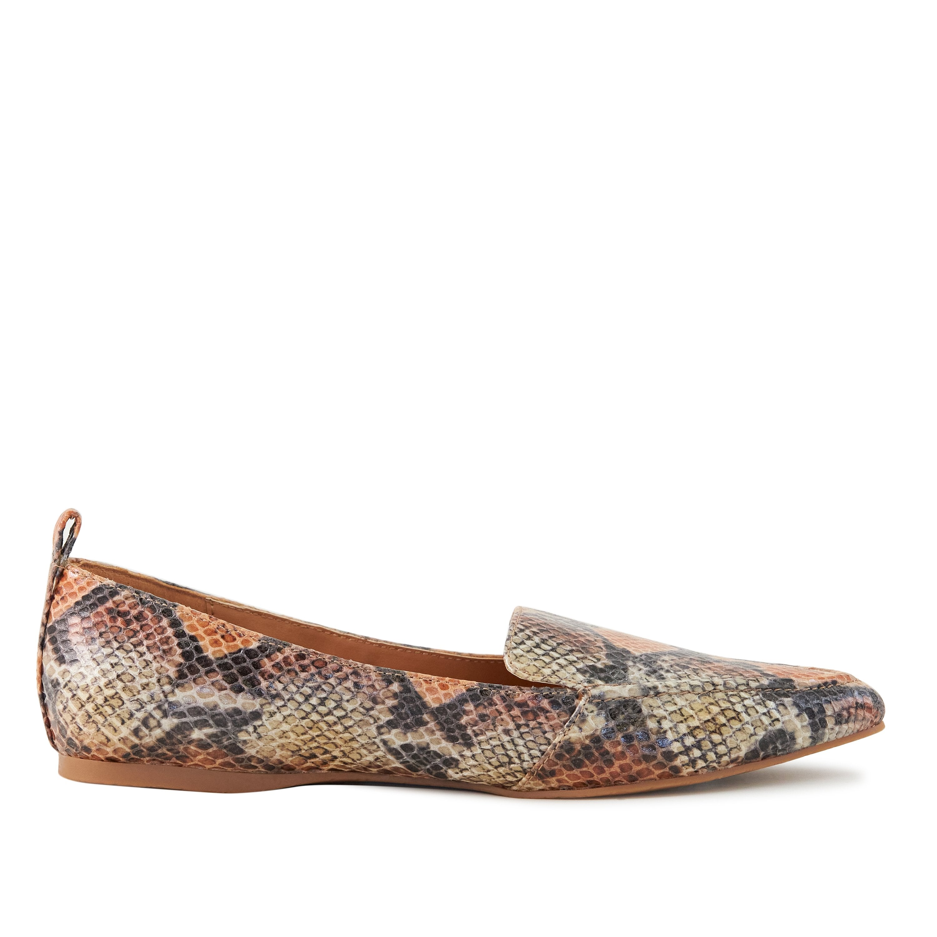 Women's Flat Socialite Orange Snake Skin - Horizon Bliss