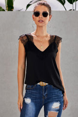 Spaghetti Strap Black One More Night Lace Cami Tank - Horizon Bliss