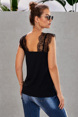 Spaghetti Strap Black One More Night Lace Cami Tank - Horizon Bliss