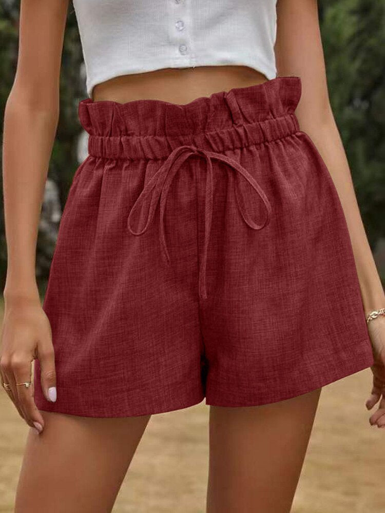 Cotton Linen Shorts High Waist Beach Short Pants - Horizon Bliss