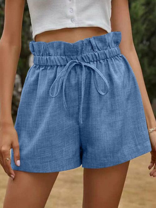 Cotton Linen Shorts High Waist Beach Short Pants - Horizon Bliss